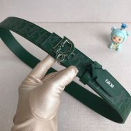 Dior World Tour Reversible Belt Oblique Calfskin Green