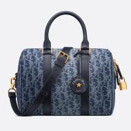 Medium Dior Groove Bag Oblique Motif Denim Blue