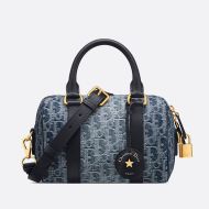 Small Dior Groove Bag Oblique Motif Denim Blue