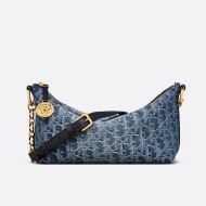 Diorstar Hobo Bag with Chain Oblique Motif Denim Blue