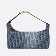 Medium DiorTravel Nomad Pouch Oblique Motif Denim Blue