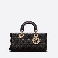 Medium Lady D-Joy Bag Cannage Lambskin Black