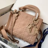 Mini Lady Dior Bag Ultramatte Frosted Cannage Calfskin Apricot