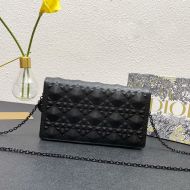 Lady Dior Pouch Ultramatte Cannage Lambskin with Diamond Motif Black