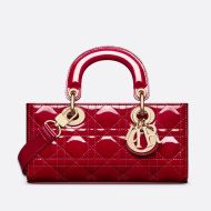 Small Lady D-Joy Bag Patent Cannage Calfskin Red