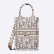 Miniature Dior Book Tote Oblique Motif Canvas Grey