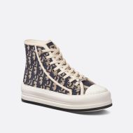 Walk'n'Dior High-Top Platform Sneakers Women Oblique Motif Canvas Blue