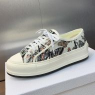 Walk'n'Dior Platform Sneakers Unisex Toile de Jouy Mexico Motif Canvas White/Green