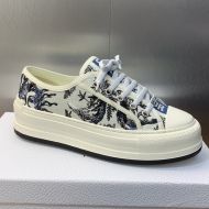 Walk'n'Dior Platform Sneakers Unisex Toile de Jouy Soleil Motif Canvas White/Blue