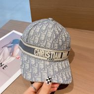 Christian Dior Baseball Cap D-Oblique Motif Cotton Grey