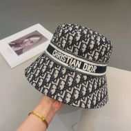 Christian Dior Bucket Hat D-Oblique Motif Cotton Black