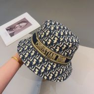 Christian Dior Bucket Hat D-Oblique Motif Cotton Blue