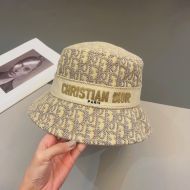 Christian Dior Bucket Hat D-Oblique Motif Cotton Khaki