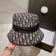 Christian Dior Bucket Hat D-Oblique Motif Mesh Grey