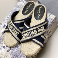 Christian Dior Granville Slides Women Cotton Blue