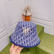 Dior Bucket Hat Shawn Logo D-Oblique Motif Cotton Blue
