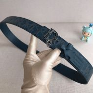 Dior World Tour Reversible Belt Oblique Calfskin Blue