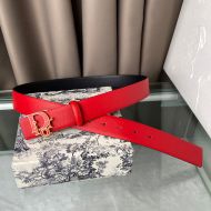 Lady Dior Belt Enameled Calfskin Red