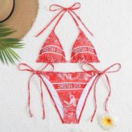 Christian Dior Bikini Women Toile De Jouy Motif Lycra Red