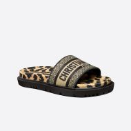 Christian Dior Dway Slides Women Mizza Motif Cotton Beige