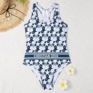 Christian Dior Racerback Swimsuit Women Etoile Motif Lycra Blue