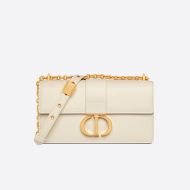 Dior 30 Montaigne East-West Bag With Chain Calfskin White