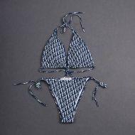 Dior Bikini Women Oblique Motif Lycra Blue