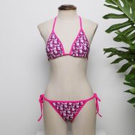 Dior Bikini Women Oblique Motif Lycra Rose