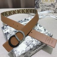 Dior CD Icon Buckle Reversible Belt CD Diamond Motif Canvas Brown