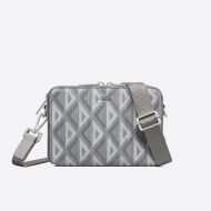 Dior Messenger Pouch CD Diamond Motif Canvas Grey