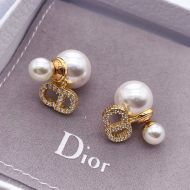 Dior Tribales Earrings Antique CD, White Resin Pearls and White Crystals Gold