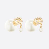 Dior Tribales Earrings Metal With White Resin Pearls And White Crystals Gold