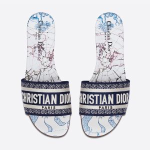 Christian Dior Dway Slides Women Around The World Motif Canvas Blue