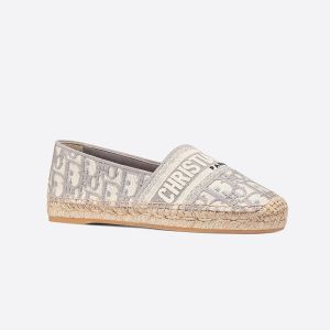 Christian Dior Granville Espadrilles Women Oblique Motif Canvas Grey