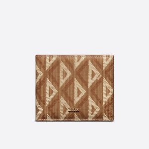 Dior Bi-Fold Wallet CD Diamond Motif Canvas Brown