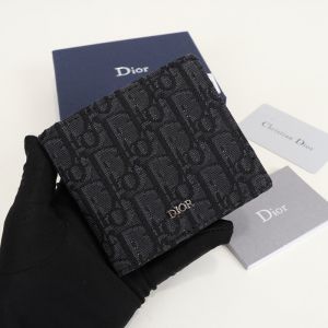 Dior Bi-Fold Wallet Oblique Motif Canvas Black