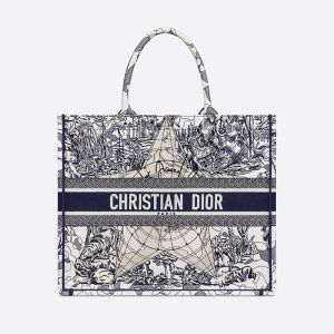 Dior Book Tote Around the World Motif Canvas Blue