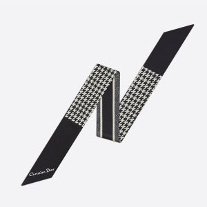 Dior Mitzah Twill 30 Montaigne Houndstooth Motif Silk Black