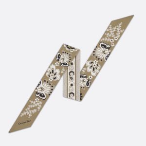 Dior Mitzah Twill Butterfly Bandana Motif Silk Beige