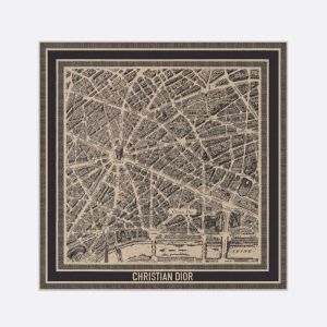 Dior Square Scarf Plan de Paris Motif Silk Beige