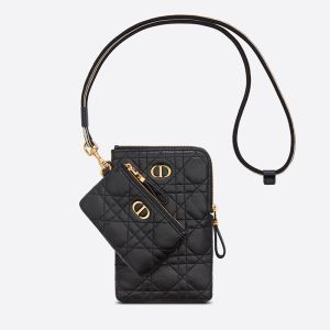 Dior Caro Multifunctional Pouch Cannage Calfskin Black