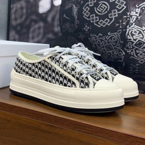 Walk'n'Dior Platform Sneakers Unisex Micro Houndstooth Motif Canvas Black